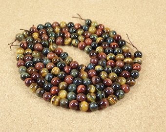 8mm Tigereye Beads - Smooth Round Natural Stone Beads for Jewelry Making and Crafts