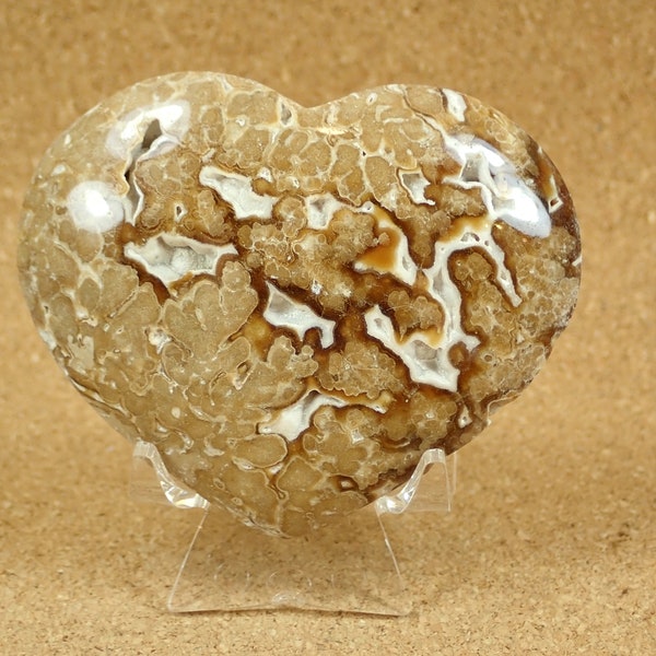 2.3in Chocolate Calcite Heart Mineral Specimen - Slightly Rough Polished Gemstone Specimen and Display Piece for Collectors