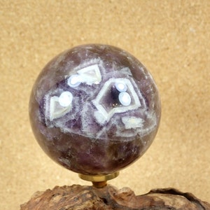53mm Chevron Amethyst Sphere - Smooth Polished Natural Dream Amethyst Stone Specimen - Collectible Mineral and Display Piece