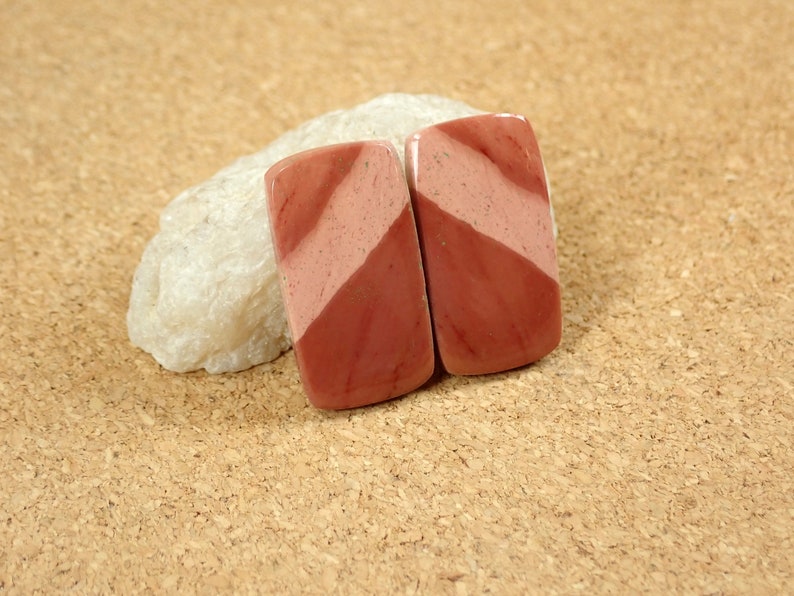 Mookaite Rectangle Cabochons Pink and Maroon Undrilled Matched Cab Pair Gemstone Matched Pair Jewelry Making Supplies