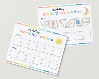 Kids Daily Routine Chart: Customizable Morning & Bedtime Visual Schedule (Digital Download)