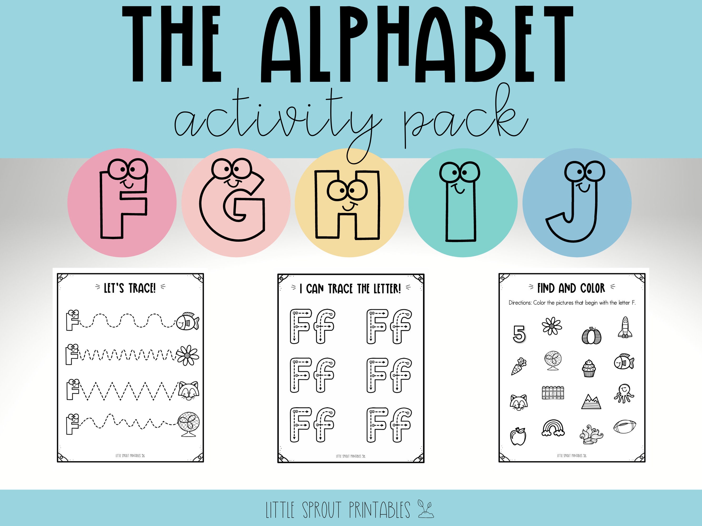 Alphabet Activity Book Letters F-J Preschool Worksheets Alphabet ...