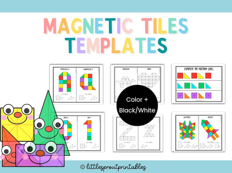 Magnetic Tiles Templates: Toddler Learning Activity Cards (Digital Download) image 1