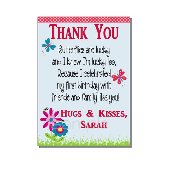 Garden Party Thank You Card Birthday Party - DIGITAL or PRINTED Il_570xn