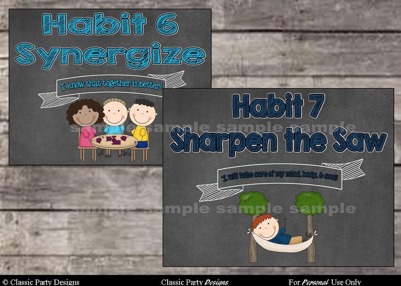 7 Habits Posters for Leader in Me Schools Chalkboard Theme | Etsy
