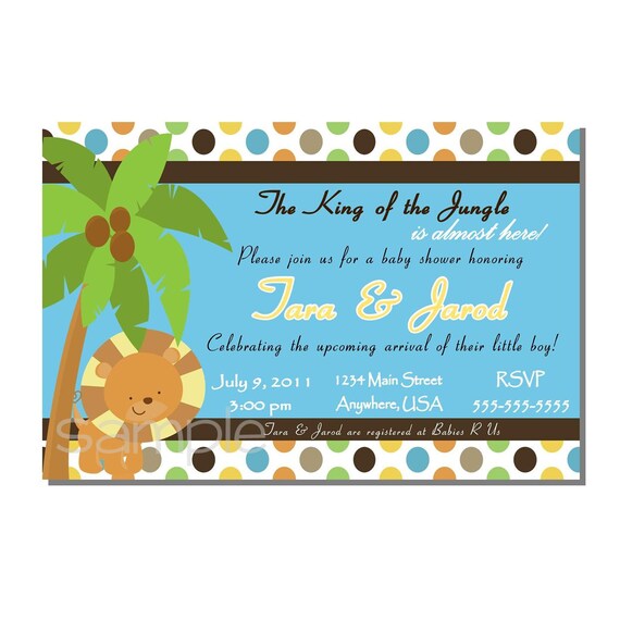 Jungle Baby Shower Invitation King Of The Jungle Digital Or