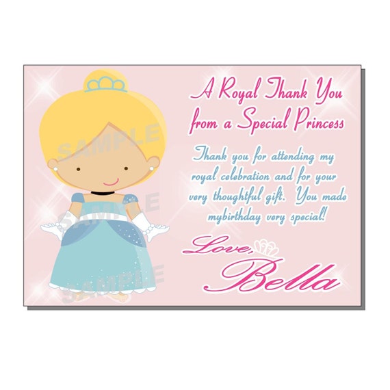 Princess Thank You Card Birthday Party - DIGITAL or PRINTED Il_570xn