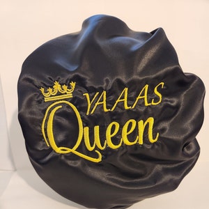 Yaas Queen hair bonnet/Satin ADULT bonnet/personalized bonnet/Embroidery bonnet/Gift for him/for her/Sleep bonnet for all hair types/LGBTQ