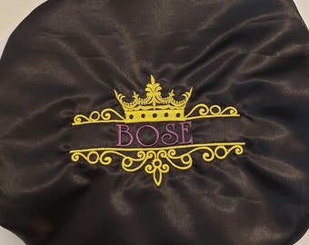 Personalized Satin Hair Bonnet: Birthday Gift, Monogram Bonnet, Adult Silky Sleep Cap