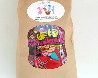 African Ankara Wax Print Cotton Fabric Scraps: Kente Remnants