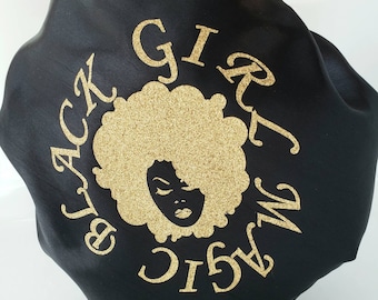 Gorro de satén mágico Black Girl: cubrecabello afro reversible