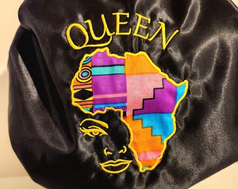 African Queen Satin Sleep Bonnet: Melanin Hair Cap