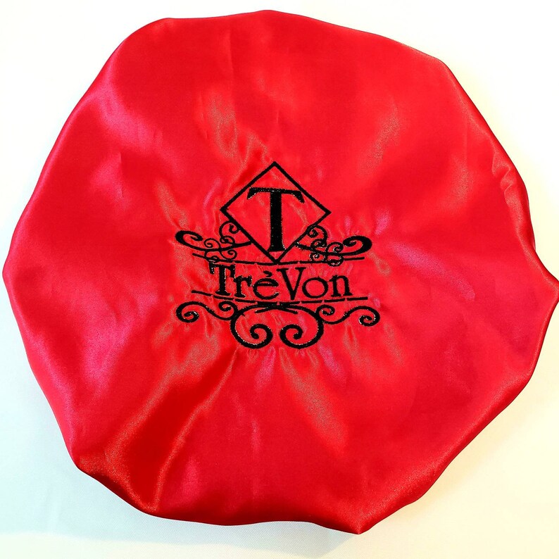 Elegant Embroidered Monogram Satin Bonnet - Personalized Adult Hair ...