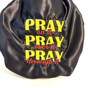 Prayer hair bonnet/Satin ADULT bonnet/personalized bonnet/ Embroidered bonnet/prayer room/Sleep bonnet for all hair types