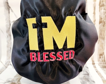 Embroidered Satin Sleep Bonnet: Personalized Adult Hair Protection
