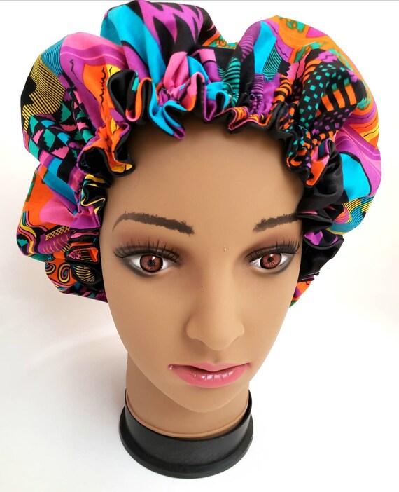 Girls Satin Bonnet Bonnet African Print Bonnet Purple Etsy