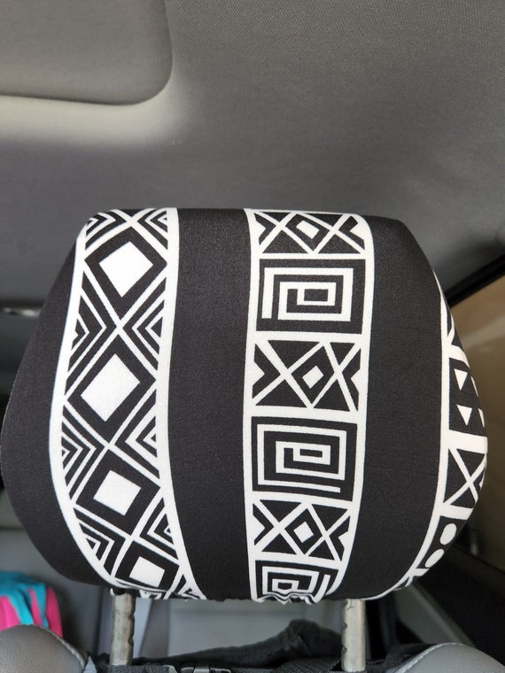 Patterned Car Headrest Cover (Set of 2): Hair Protection, Moisture Retention