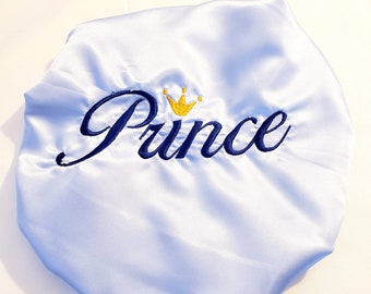 Personalized Prince Satin Bonnet: Kids Sleep Cap, Birthday Gift