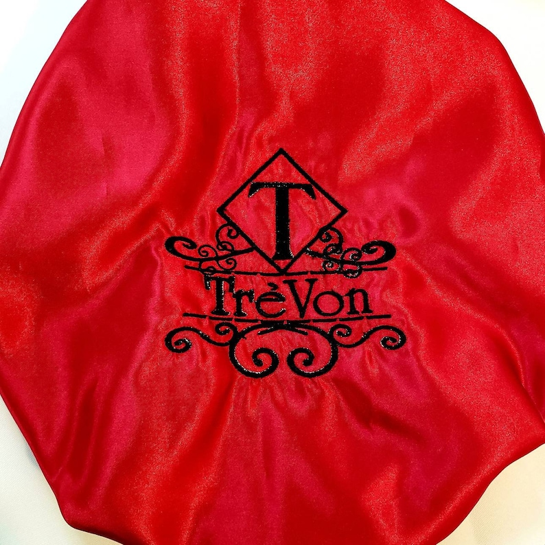 Elegant Embroidered Monogram Satin Bonnet - Personalized Adult Hair ...