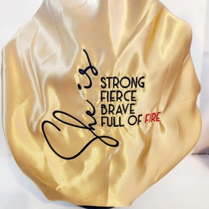 Black History Month hair bonnet/Satin Bonnet/fierce bonnet/ Embroidered bonnet/BGM Gift/Gift for her/Reversible Satin Bonnet/Juneteenth