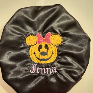 Halloween Satin Bonnet/Fall Kids sleep cap/hair bonnet/Custom Mouse bonnet/Pumpkin hair bonnet/Bonnet for biracial kids/Bonnet for all kids