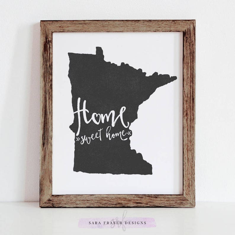 Printable Wall Art Minnesota, MN 8x10 Print Home Sweet Home INSTANT DOWNLOAD Etsy