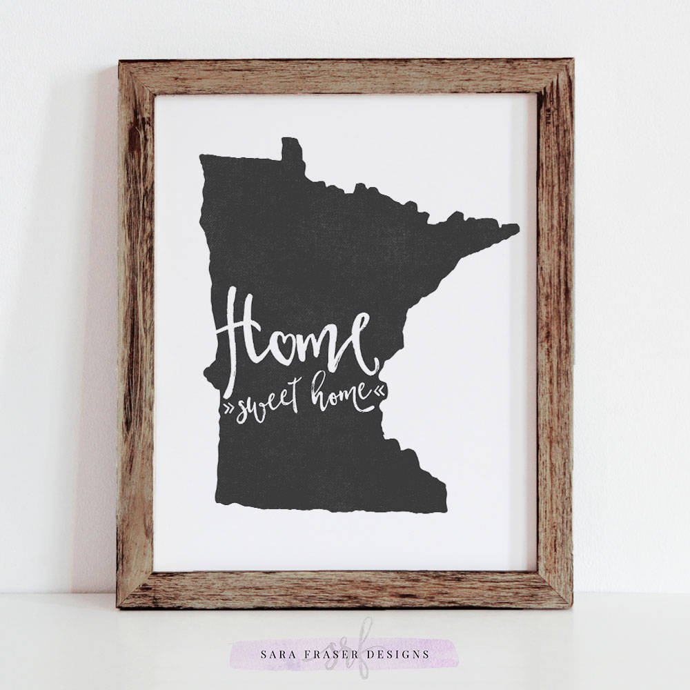Printable Wall Art - Minnesota, MN - 8x10 Print - Home Sweet Home ...