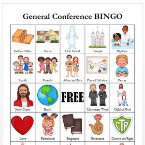 Tarjetas de BINGO de la Conferencia General de La Iglesia de Jesucristo de los Santos de los Últimos Días