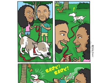 Personalized Comic Strip Drawing - Custom Cartoon Caricature, Story Illustration, Graphic Novel Style - How We Met, Etc. Up to 5 Panels!