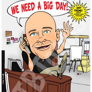 Custom Caricature Portrait Drawing From Photo Personalized Cartoon Digital Illustration Boss Coworker Retirement Business Friend Family Gift