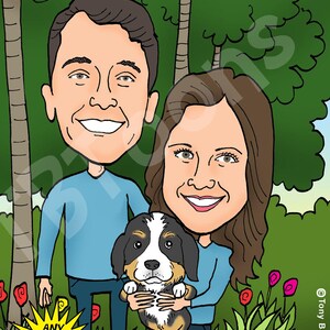 Custom Couple Caricature Portrait | Digital Cartoon Drawing from Photo | Personalized Wedding Anniversary Gift | Save the Date Illustration