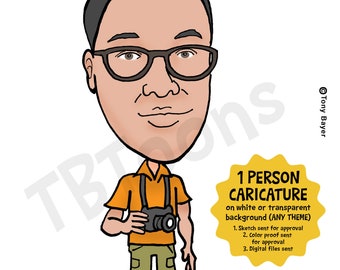 Karikatuurportret Tekening van foto Aangepaste gepersonaliseerde digitale cartoonillustratie Vriend Familiecadeau 1 persoon Geen achtergrond ELK THEMA