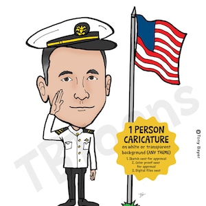 Cartoon Portrait Profile Picture Caricature Drawing From Photo Personalized Custom Cartoon Illustration 1 Person No Background ANY THEME
