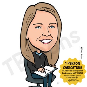 Caricature Portrait Photo de profil Dessin animé à partir d'une photo Illustration numérique personnalisée personnalisée 1 personne sans arrière-plan TOUT THÈME