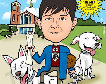 Graduate Caricature Portrait Drawing From Photo, Personalized Graduation Cartoon, Digital Illustration For Student Friend Family Coworker