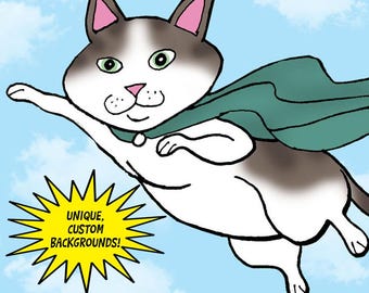 Pet Caricature Portrait, Cartoon Drawing From Photo, Custom Personalized Digital Illustration, Pet Loss Memorial Tribute, Dog Cat & More!