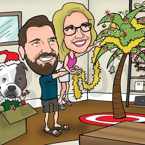 Paar Karikatur Porträt, benutzerdefinierte digitale Cartoon Zeichnung vom Foto, personalisierte Hochzeitstag Kunstwerk, romantische Illustration Bild 5