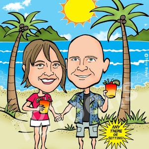 Custom Couple Caricature Portrait | Digital Cartoon Drawing from Photo | Personalized Wedding Anniversary Gift | Save the Date Illustration