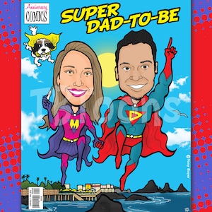 Custom Comic Book Cover / Superhero Cartoon Caricature Drawing From Photo / Digital Personalized Fantasy Illustration Commission Gift Idea