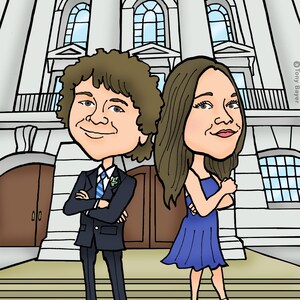 Paar Karikatur Porträt, benutzerdefinierte digitale Cartoon Zeichnung vom Foto, personalisierte Hochzeitstag Kunstwerk, romantische Illustration Bild 19
