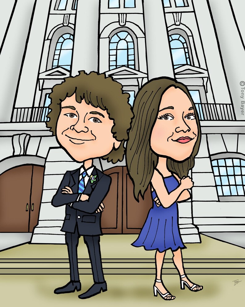 Paar Karikatur Porträt, benutzerdefinierte digitale Cartoon Zeichnung vom Foto, personalisierte Hochzeitstag Kunstwerk, romantische Illustration Bild 19
