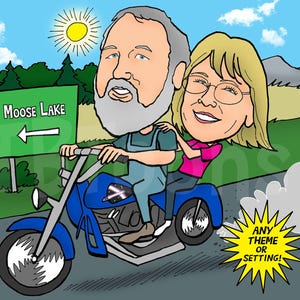 Couple Caricature Portrait |  Custom Cartoon Drawing from Photo | Personalized Wedding Anniversary Gift | Digital Save the Date Illustration