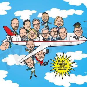 8-16ppl Group Caricature Portrait Personalized Digital Cartoon Drawing Custom Company Corporate Family Illustration Birthday Retirement Gift