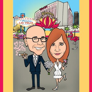 Paar Karikatur Porträt, benutzerdefinierte digitale Cartoon Zeichnung vom Foto, personalisierte Hochzeitstag Kunstwerk, romantische Illustration Bild 17