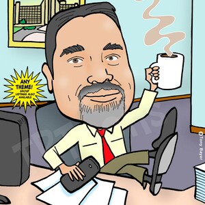 Boss Caricature Portrait Drawing From Photo / Personalized Cartoon Digital Illustration / Custom Business Coworker Retirement / Company Gift
