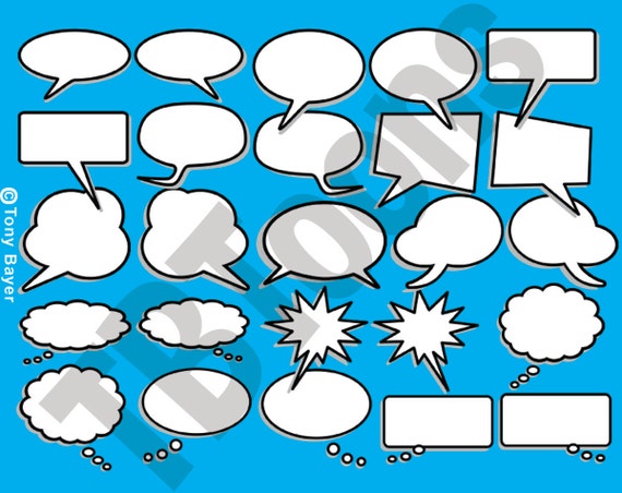 Speech Talk Chat Thought Bubbles Photo Booth Clipart Etsy
