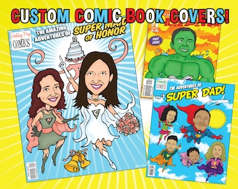 Custom COMIC BOOK Cover Superhero Cartoon Caricature Drawing From Photo Digital Personalized Fantasy Illustration Commission Gift Idea