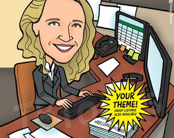 Aangepaste karikatuurportret tekening van foto Gepersonaliseerde cartoon Digitale illustratie voor bedrijf Collega Baas Pensioen Vriend Familie