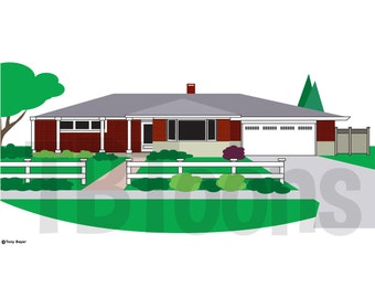 House Portrait Custom Painting Digital Illustration Personalized Housewarming New Home Gift / Real Estate Marketing