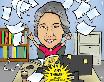 Boss Caricature Gift, Custom Coworker Cartoon Portrait Drawing from Photo, Retirement or Leaving Job, Office Farewell, Digital Illustration